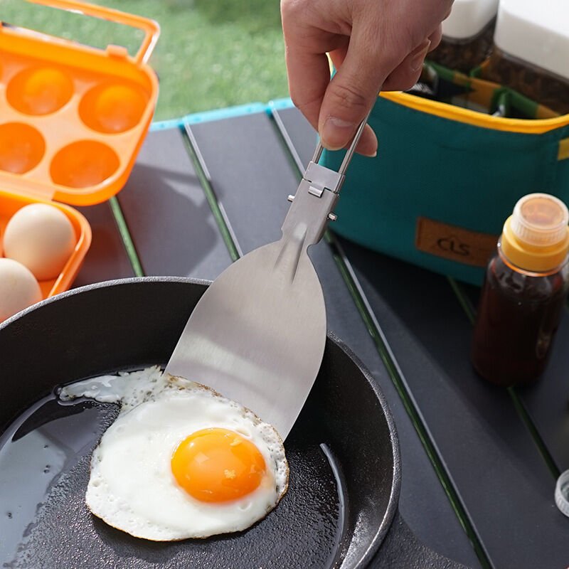 Outdoor furniture folding shovel rice shovel portable 304 stainless steel rice shovel barbecue picnic tableware 6.5 * 21.5cm
