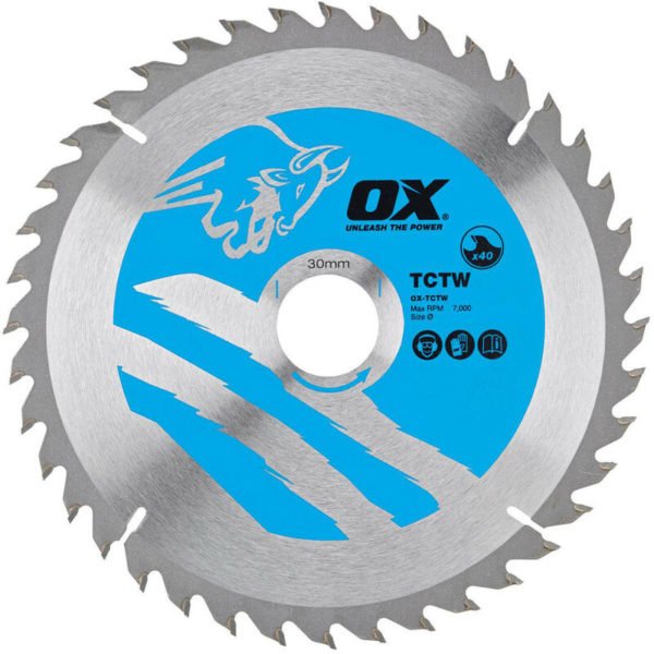 Ox Wood Cutting Negative Rake Circular Saw Blade 216 x 30 x 2.0.mm - 40 Teeth atb (1 Pack)