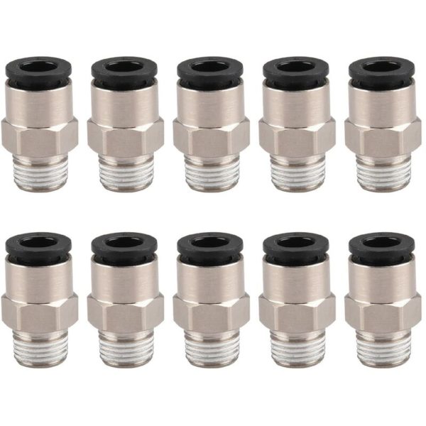 PC6-01 6 mm Push In Joint Male Thread 1/8 Connector Pneumatic Quick Fittings Pack of 10