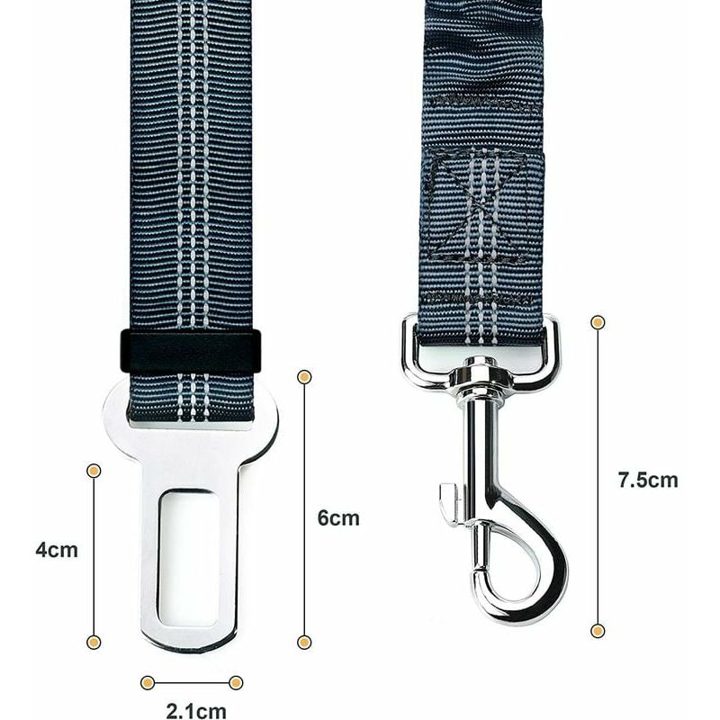 Pack Car Dog Safety Belt, with Shock Absorption and Adjustable Elastic Carabiner Dog Harness Premium Safety Harness for All Dogs and Cats, Gray