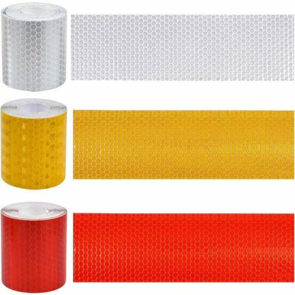 Pack Self Adhesive Reflective Tape, White/Red/Yellow Motorcycle Helmet Reflective Tape, Bike Reflective Tape for Night Riding - 3m×50mm