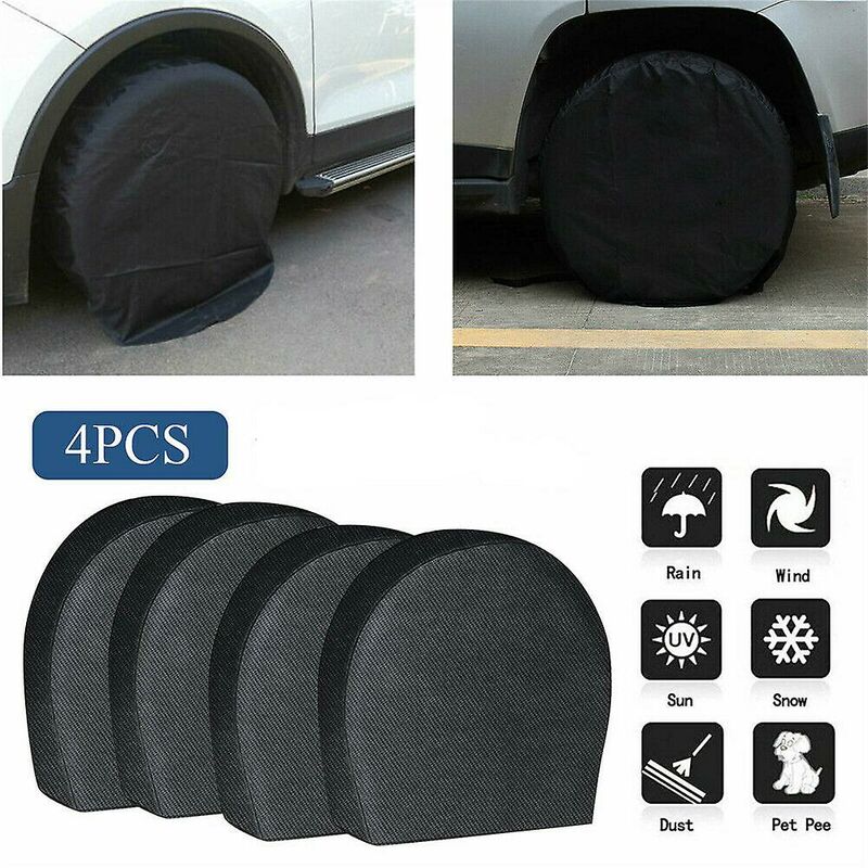 Pack Waterproof Tire Covers for Spare Wheel Trailer Motorhome Tire Corrosion Protector Black l Thsinde