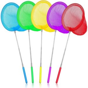 Pack of 5 Telescopic Butterfly Nets for Kids Fishing Nets for Kids to Catch Insects, Bugs Play [Retractable size is 14.5 - 33.8 inches]