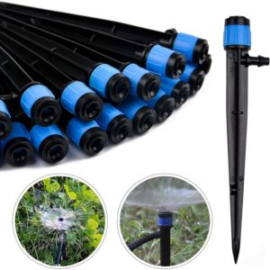 Perle Rare - 100 Pack Irrigation Dripper, 360 Degree Adjustable Micro Sprinklers for Garden Greenhouse Lawn Irrigation Hose 1/4 (4-6mm) (Blue)