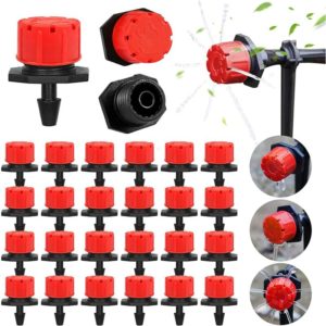 Perle Rare - 400PCS Adjustable Irrigation Dripper, 1/4'' Automatic Drip Watering System Micro Sprinkler Drippers for Plant Greenhouse diy Garden (Red)