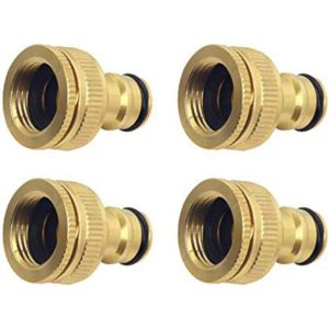 Perle Rare - 4pcs Brass Garden Tap Connectors, 1/2 and 3/4 2 in 1 Female to Split Adapter