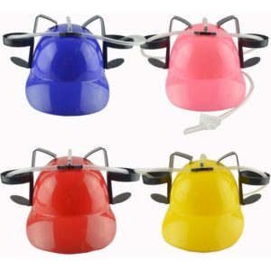 Perle Rare - Drinking Helmet Assorted Colors 4-Pack Creative Cola Hat Party Funny Observing Ball Game Bar Night Lazy Beer Hat Props