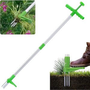 Perle Rare - Garden Stand-Up Long Handle Telescopic Uproot Remover, Manual Gardening Weed Puller, Rotating Garden Claw, Apply to Lawn, Dandelion,