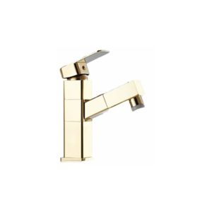 Perle Raregb - Above Counter Sliding Lavatory Faucet All Gold Copper Telescopic Rotary Lavatory Faucet for Hot and Cold Sink