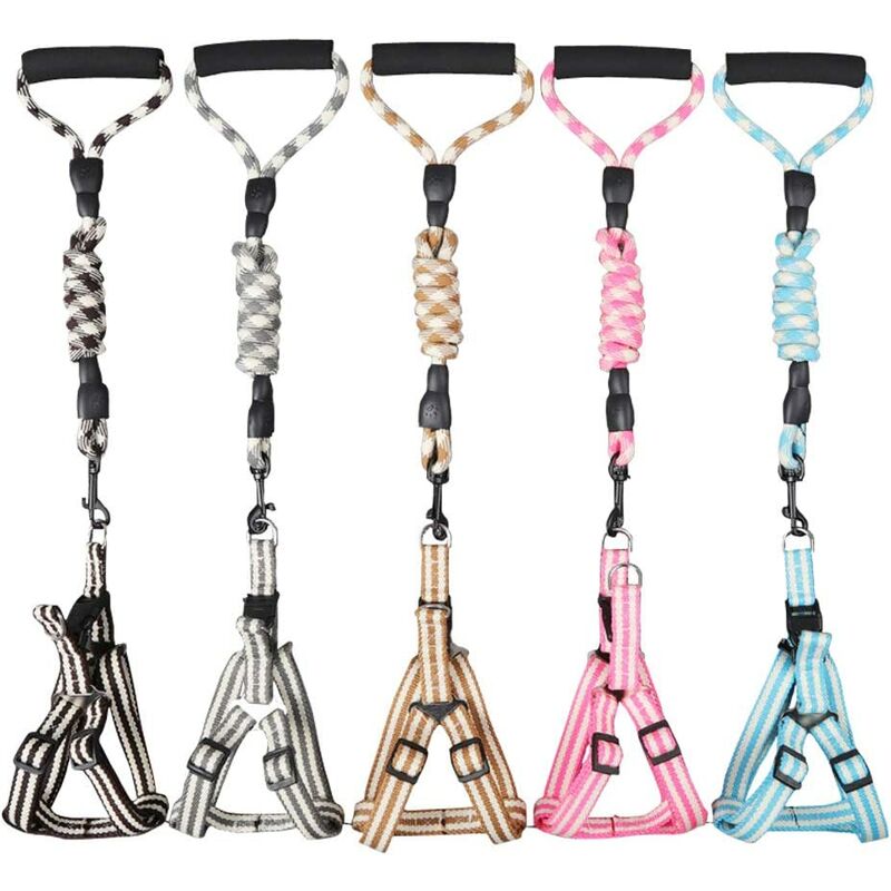 Pet Dog Harness Leash Set Comfortable Foam Padded Handle Woven Cotton Climbing Rope Dog Leash Adjustable Harness for Small Medium Dog ( xs size)