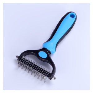 Pet Grooming Brush - Double Sided Rake and Undercoat Comb for Dogs and Cats, Extra Large, Blue