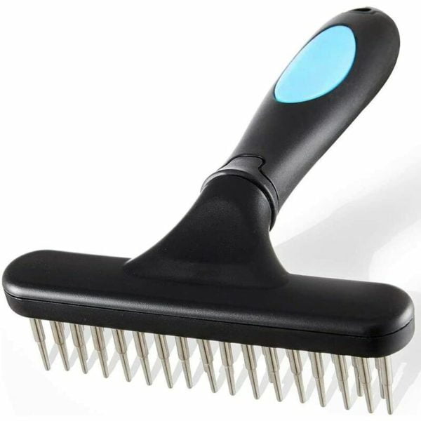 Pet Grooming Brush Dual Row Dog Rake Dog Detangling Rake Hairbrush Massage Detangling Bar 33 Teeth