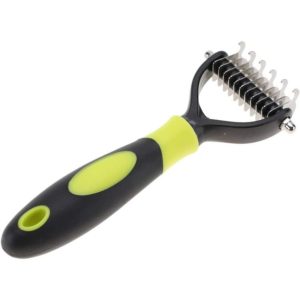 Pet Grooming Detangling Comb Stainless Steel Professional Knot Comb Brush with 2-Sided Undercoat Rake for Cats Dogs(Yellow)