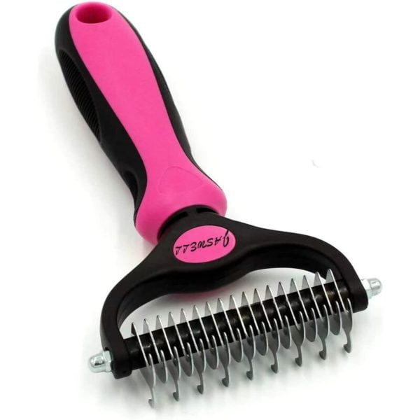 Pet Grooming Tool- 2 Sided Undercoat Rake for Dogs &Cats-Safe and Effective Dematting Comb for Mats&Tangles Removing-No More Nasty Shedding or Flying