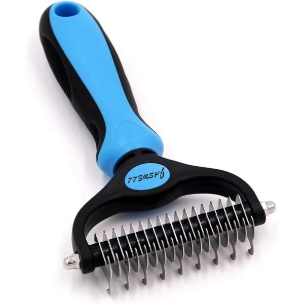 Pet Grooming Tool- 2 Sided Undercoat Rake for Dogs &Cats-Safe and Effective Dematting Comb for Mats&Tangles Removing-No More Nasty Shedding or Flying
