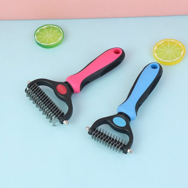 Pet Grooming Tool Dematting Comb for Dogs& Cats Sided Undercoat Rake for Easy Mats &Tangles Removing,rose