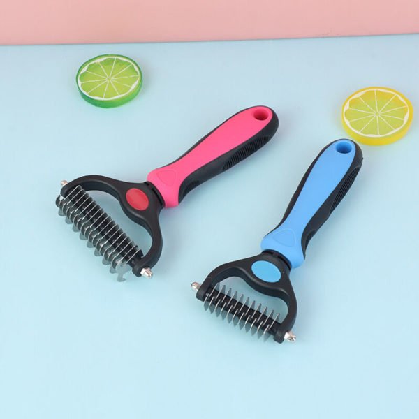 Pet Grooming Tool Dematting Comb for Dogs& Cats Sided Undercoat Rake for Easy Mats &Tangles Removing,rose