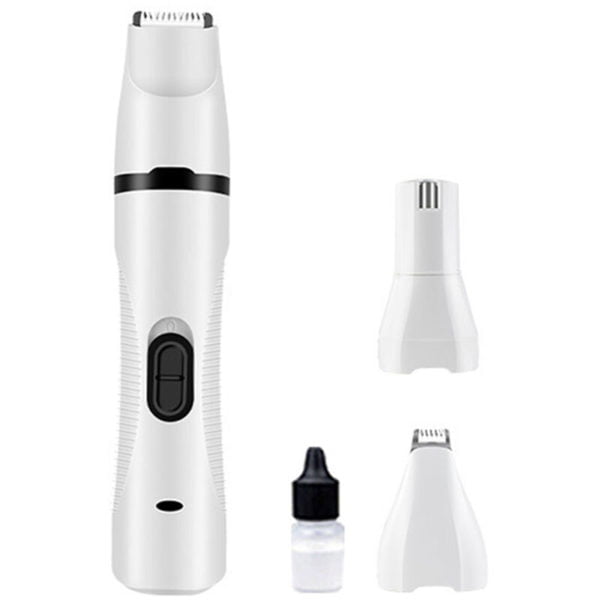 Pet Nail Grinder Multi-Functional Dog Cat Hair Trimmer 3 in 1 Electric USB Rechargeable Low Noise Grooming & Smoothing Tool,model:White