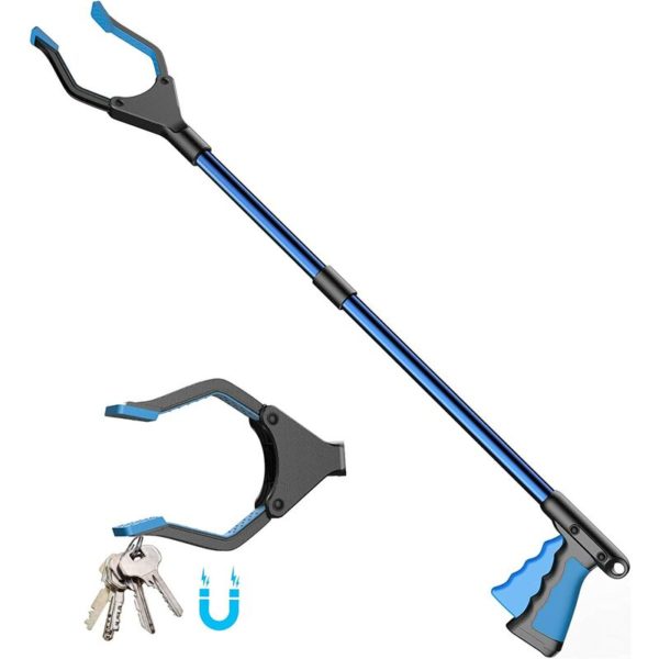 Pickup Tools, Telescopic Grapple, Garbage Grab, 32 Long Grab Bar with Strong Magnetic Tip Handle, 90° Swivel Light Head for Garbage