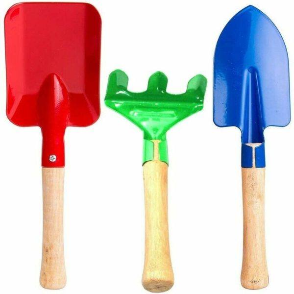 Piece Garden Tool Set, Metal With Sturdy Wooden Handle Safe Gardening Tools Trowel, Rake And Shovel For Women, Men, Teenagers Beach Sandbox Toy 3