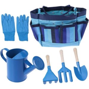 Piece Gardener Tool Set with Kids Gardening Tools Bag, Kit includes watering can, kids gardening gloves, shovel, rake, fork and bag