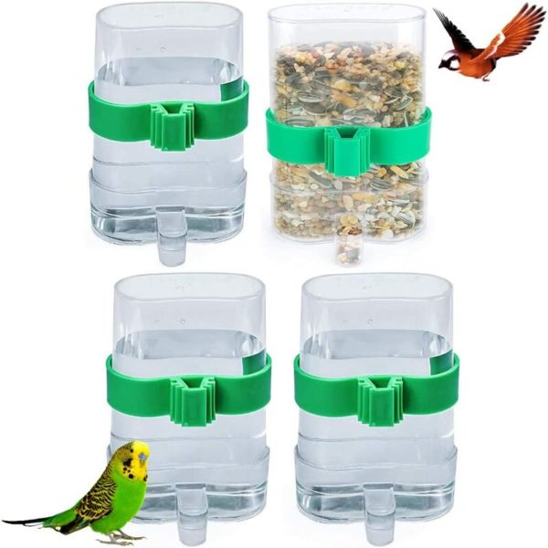 Pieces Automatic Pet Feeder Transparent Plastic Water Dispenser Automatic Bird Waterer Bird Feeder for Small Animal Bird Cage