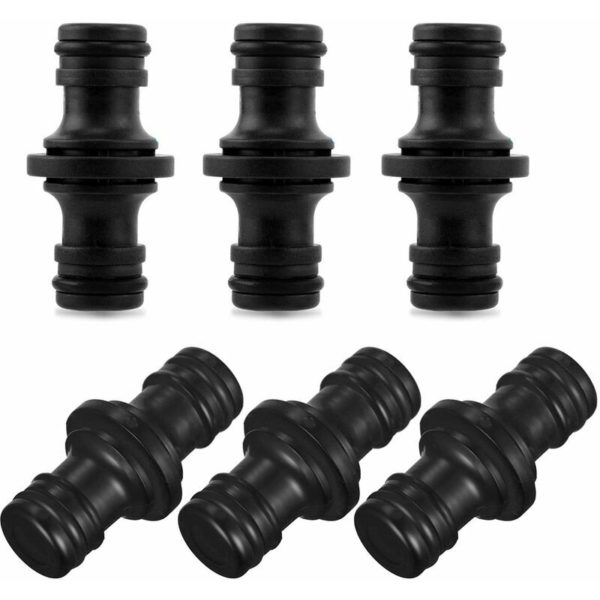 Pieces Double Hose Connector, Dual Male Hose Connector Fittings, Plastic Hose Connector, for Car Washing or Garden Watering(Black)