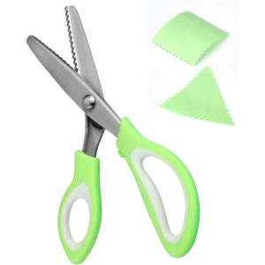 Pinking Shears for Fabric, Stainless Steel Zigzag Fabric Scissors with Green Handle 23.5 cm