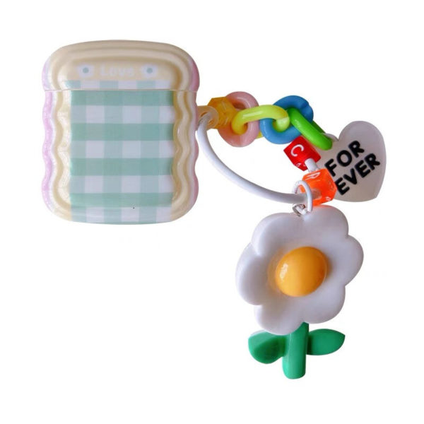 Plaid flower pendant Airpods Pro headset case for Apple 1/2 generation wireless Bluetooth silicone case