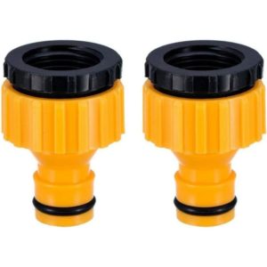 Plastic 3/4'' and 1/2'' bsp 2in1 Hose Faucet Nose Threaded Flow Tap Connector Threaded Faucet Adapter 2 Pack