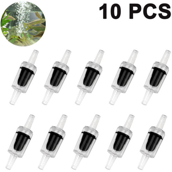 Plastic One Way Non-Return Check Valves 10pcs Aquarium Air Pump Accessories for Fish Tank Air Line Tube Tubing Hose Pipe Fitting, black