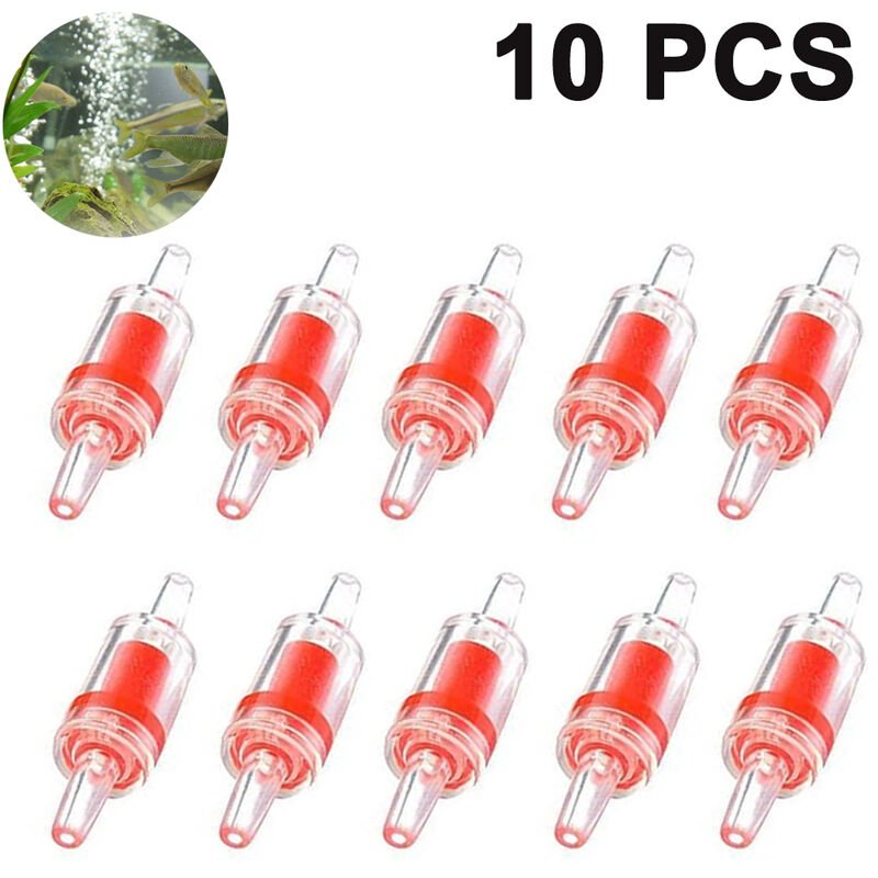 Plastic One Way Non-Return Check Valves 10pcs Aquarium Air Pump Accessories for Fish Tank Air Line Tube Tubing Hose Pipe Fitting, red