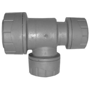 PolyPlumb PB1522 22mm x 15mm x 15mm Branch & One Ended Reduced End Tee - Grey Single - Polypipe