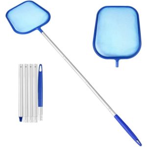 Pool Skimmer Net, Connecting Aluminum Adjustable Telescoping Pole, Quickly Clean Debris and Leaves on and In Ground, 48 Inches
