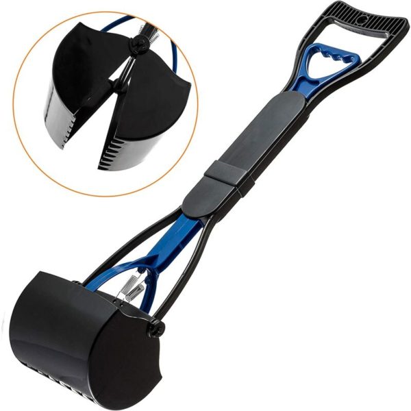 Poop Shovel - 60cm Poop Shovels with large head, easy squeeze handle and high tension springs