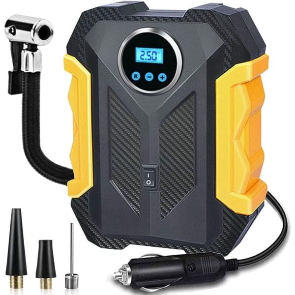 Portable Air Compressors Portable Digital Tire Inflator Air Compressor with Emergency led Flashlight and Auto Shut Off, 12V Electric Car Tire Pump