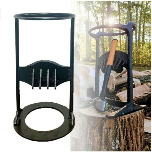 Portable Firewood Splitter, Cast Iron Wood Splitter, Manual Log Splitter, Firewood Logs, Safe Splitting Wedge for Home, Camping, Outdoor, Black