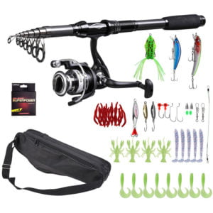 Portable Fishing Rod and Reel Combos Carbon Fiber Telescopic Fishing Rod Reel Set with Lures Jig Hooks Swivels Accessories for Travel Saltwater