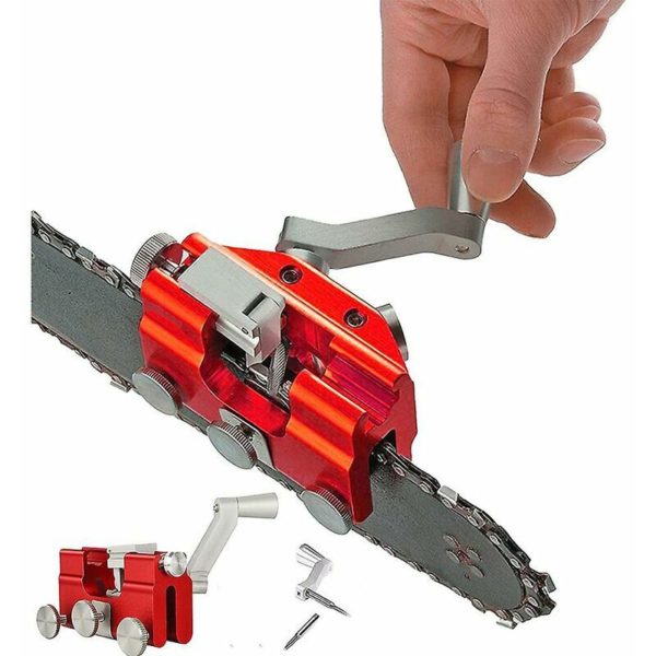 Portable Manual Chain Sharpener for Crank Chainsaw Sharpening - Red