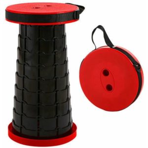 Portable Telescopic Stool, Retractable Stool for Camping Garden Fishing Hiking Travel BBQ Retractable Seat Walking Stool for Elderly - Red