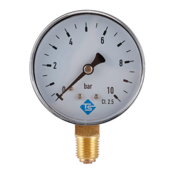 Pressure Gauge, 0-10 bar, Stainless Iron Housing, 1/4 npt Bottom Mount, Air Pressure Gauge Water Pressure Gauge Hydraulic Pressure Gauge Oil Pressure