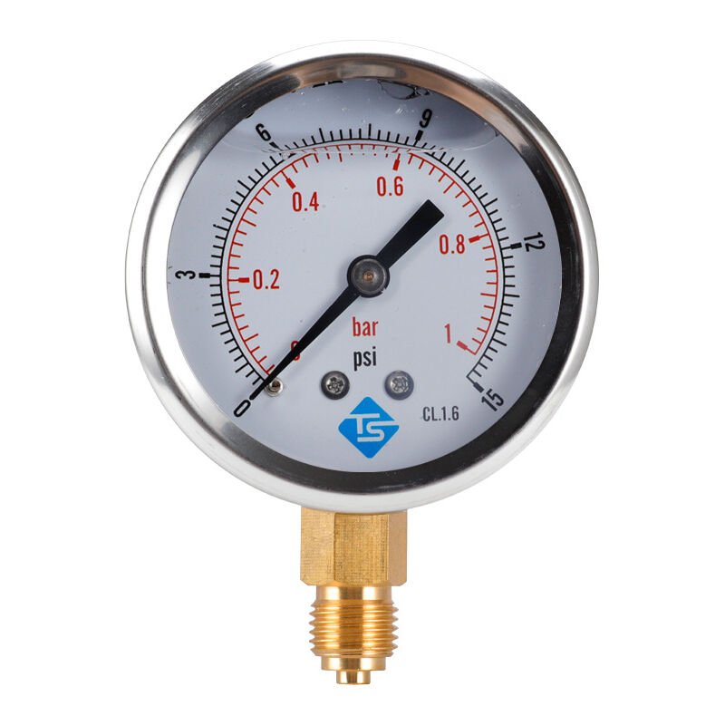 Pressure Gauge, 0-10 bar/0-160 psi, Rustproof Iron Case, Bottom Mount 1/4 bspt, Air Pressure Gauge, High Accuracy Pressure Gauge for Air Conditioner,
