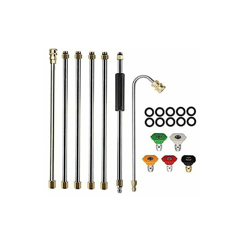 Pressure Washer Gutter Cleaning Tool - Extension Rods Roof Cleaning Lance Nozzle - 4000psi 5 Tips Window Washing Accessories Pressure Washer