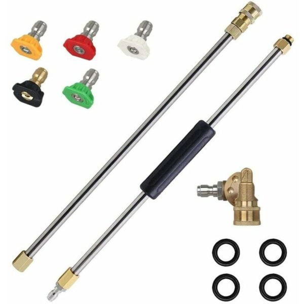 Pressure Washer Spray Extension Wand with 5 Spray Nozzle Tips 1 Swivel Coupler 4000 PSI Washer Cleaner Accessory Kit Cleaning Gutter Tool