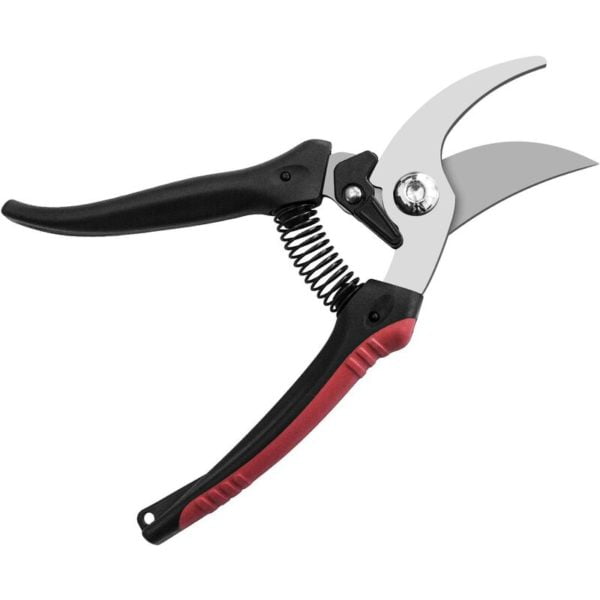 Professional High Quality Carbon Steel Alloy Pruning Shears Sharp Blade Bypass Shears, Black and Red