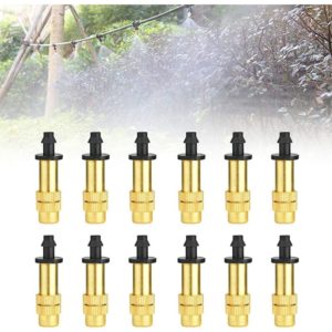 Qersta - 12 Adjustable Misting Nozzles Brass Irrigation Sprinklers Handheld Atomizer Nozzle Drip Irrigation Sprinklers Brass Nozzle for