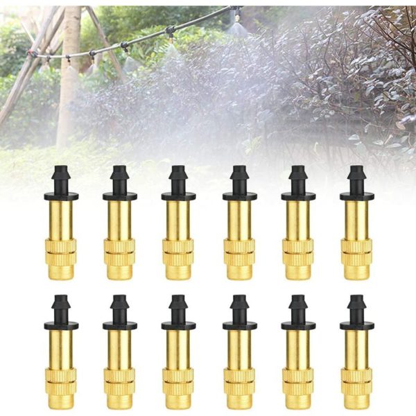Qersta - 12 Adjustable Misting Nozzles Brass Irrigation Sprinklers Handheld Atomizer Nozzle Drip Irrigation Sprinklers Brass Nozzle for