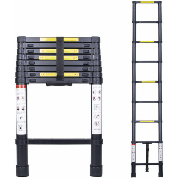 Qersta - 2.6M Telescopic Ladder Ladder Multi-Function Retractable Aluminum Portable Folding Multifunction Ladder Load 150kg