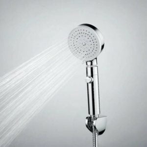 Qersta - Hand Shower with Holder and Hose, Three Function Pressure Shower, Easy to Clean Liquid Silicone, Chrome