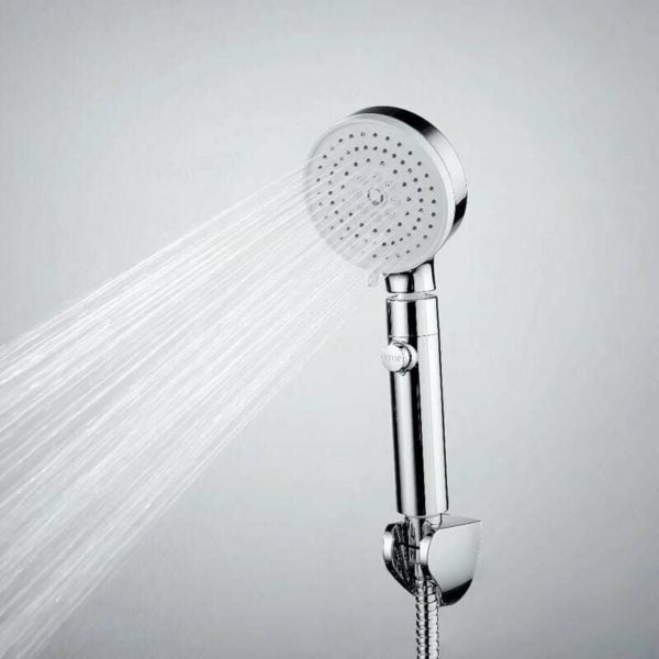 Qersta - Hand Shower with Holder and Hose, Three Function Pressure Shower, Easy to Clean Liquid Silicone, Chrome